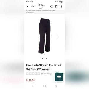 Fera Belle Women's Black Ski Pants. Womens Size 10.